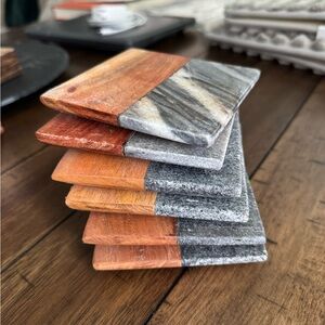 6 Wood & Stone Coasters